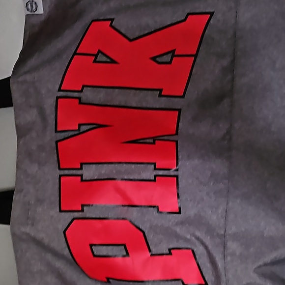 VS PINK college Duffle Bag Grey and Neon Coral/Pink Logo - Picture 9 of 9